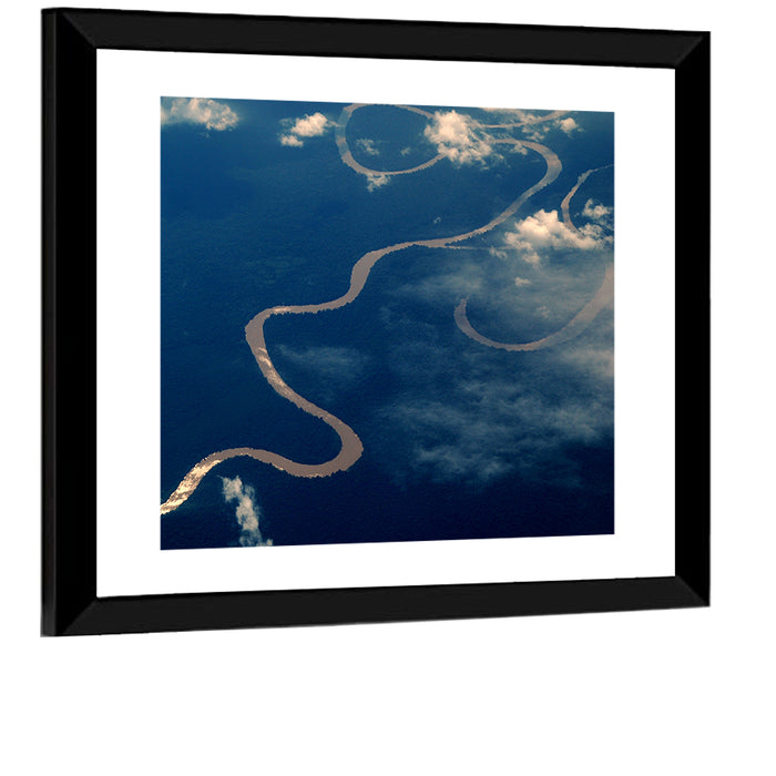 Sunlit Meander of the Amazon River Wall Art as a framed print