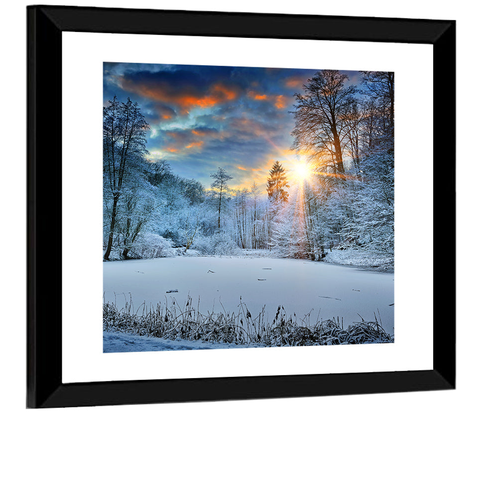 Frozen Forest Lake Wall Art
