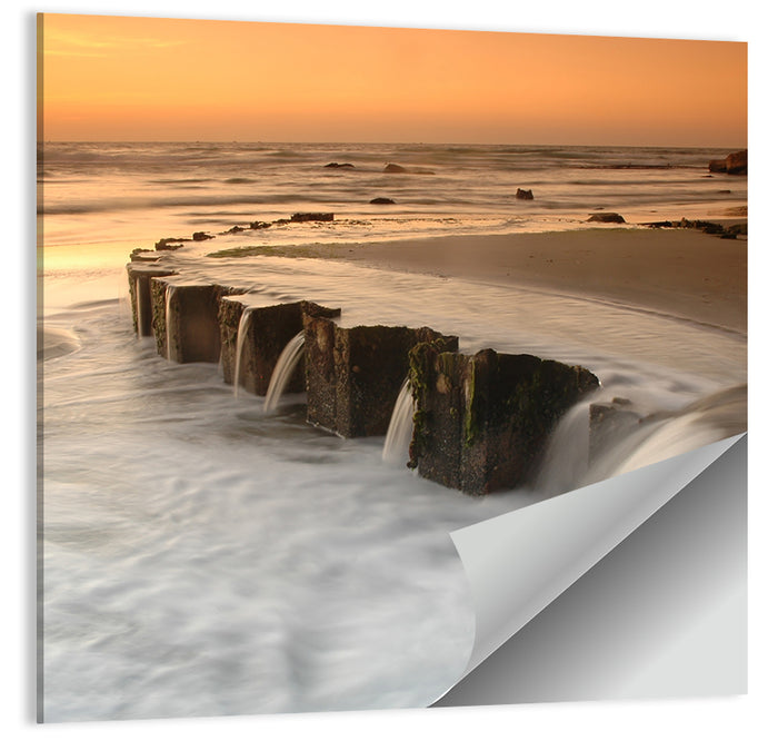 Breakwater at Golden Hour Wall Art as a poster print