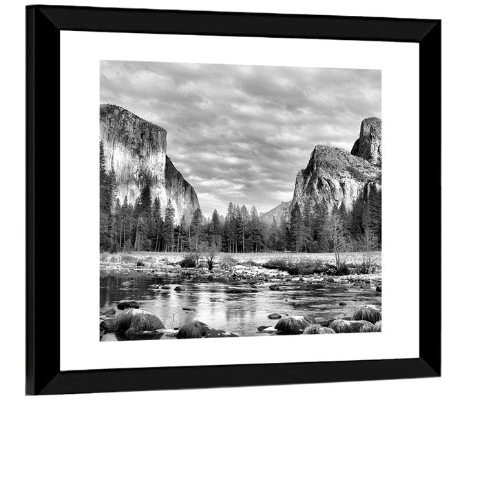 Yosemite Valley Winter View Wall Art as a framed print