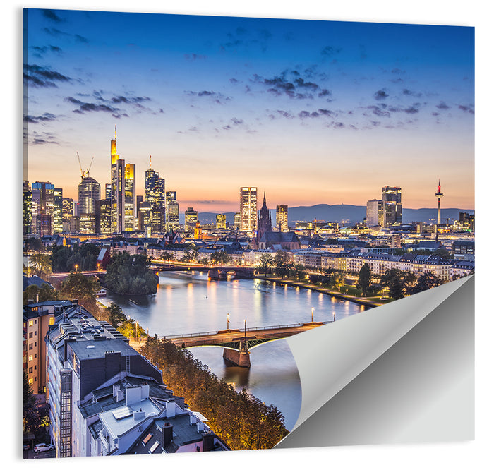 Frankfurt Twilight Skyline Wall Art as a poster print