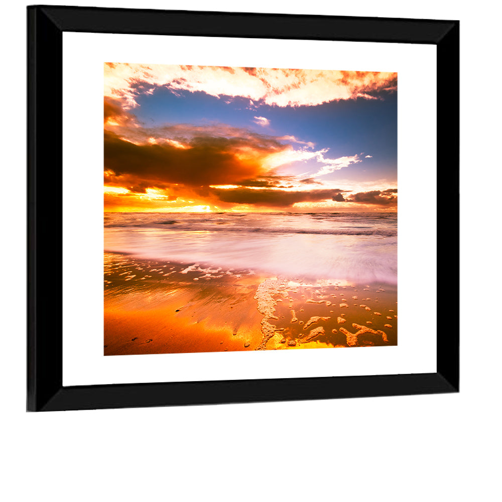 Golden Hour Beach Sunset Wall Art