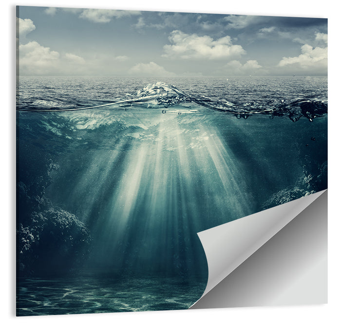 Split-level Underwater Ocean View Wall Art as a poster print