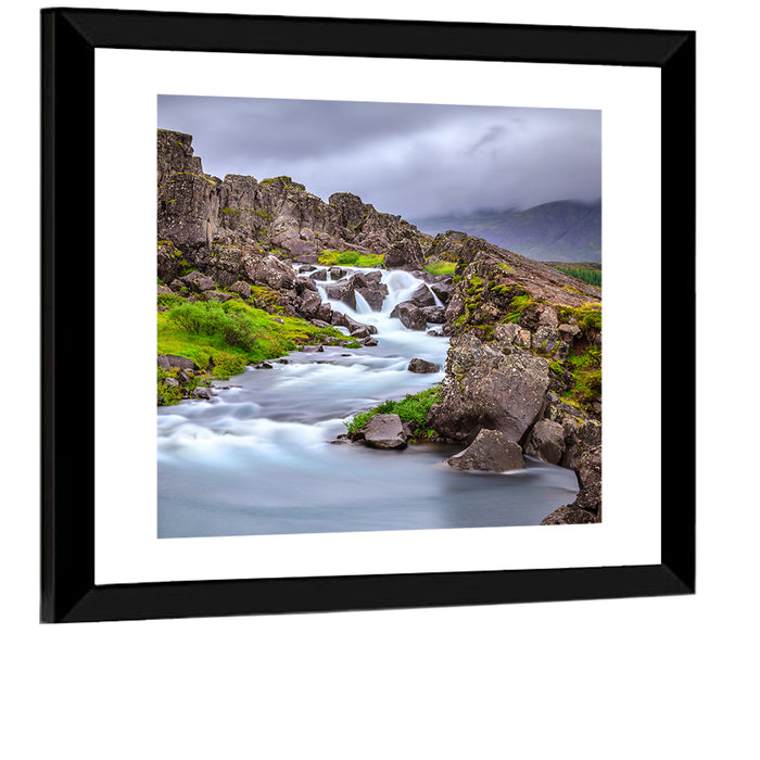 Öxarárfoss Stream, Þingvellir Wall Art as a framed print