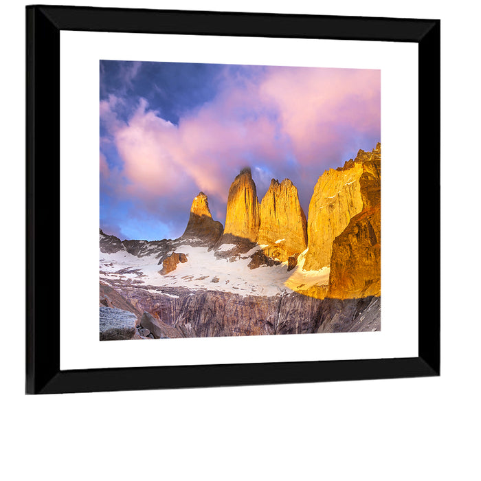 Torres Del Paine Alpenglow Wall Art as a framed print