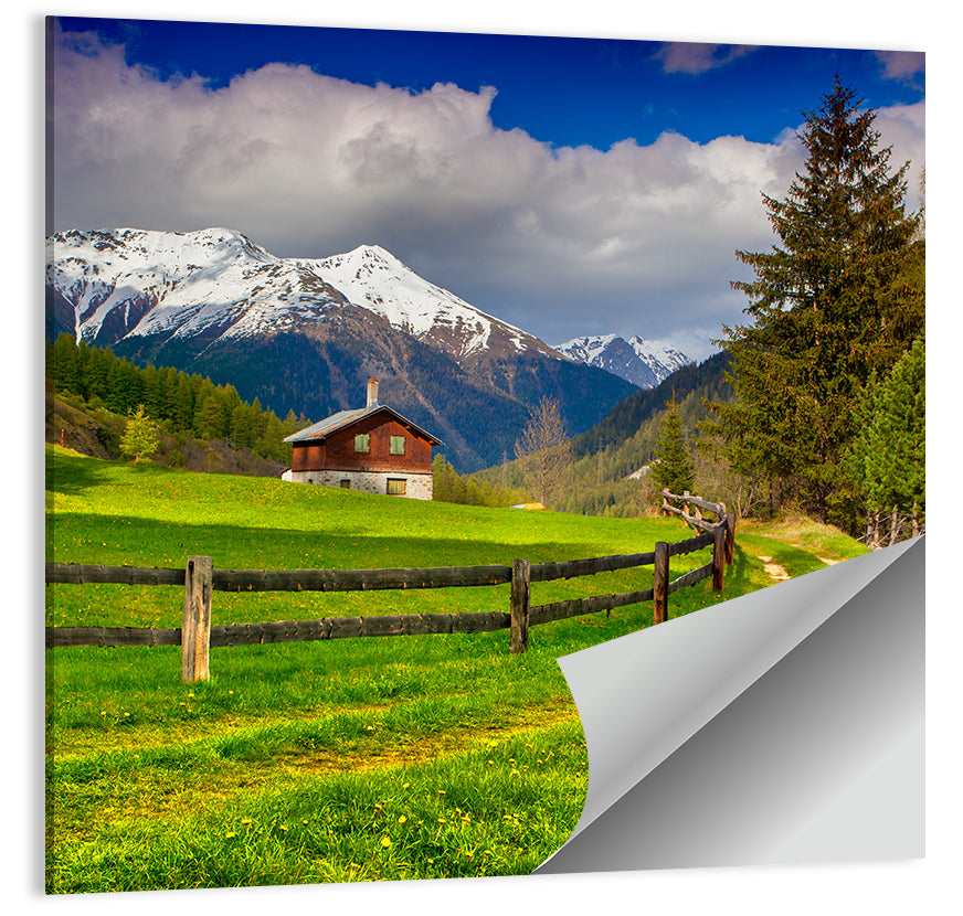 Alpine Meadow Cabin, Swiss Alps Wall Art
