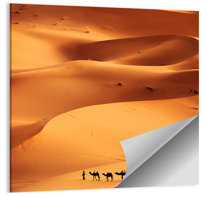 Desert Camel Caravan in Golden Dunes Wall Art as a poster print