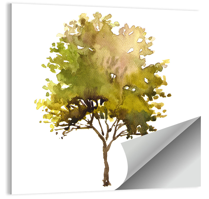 Olive Green Watercolor Tree Wall Art