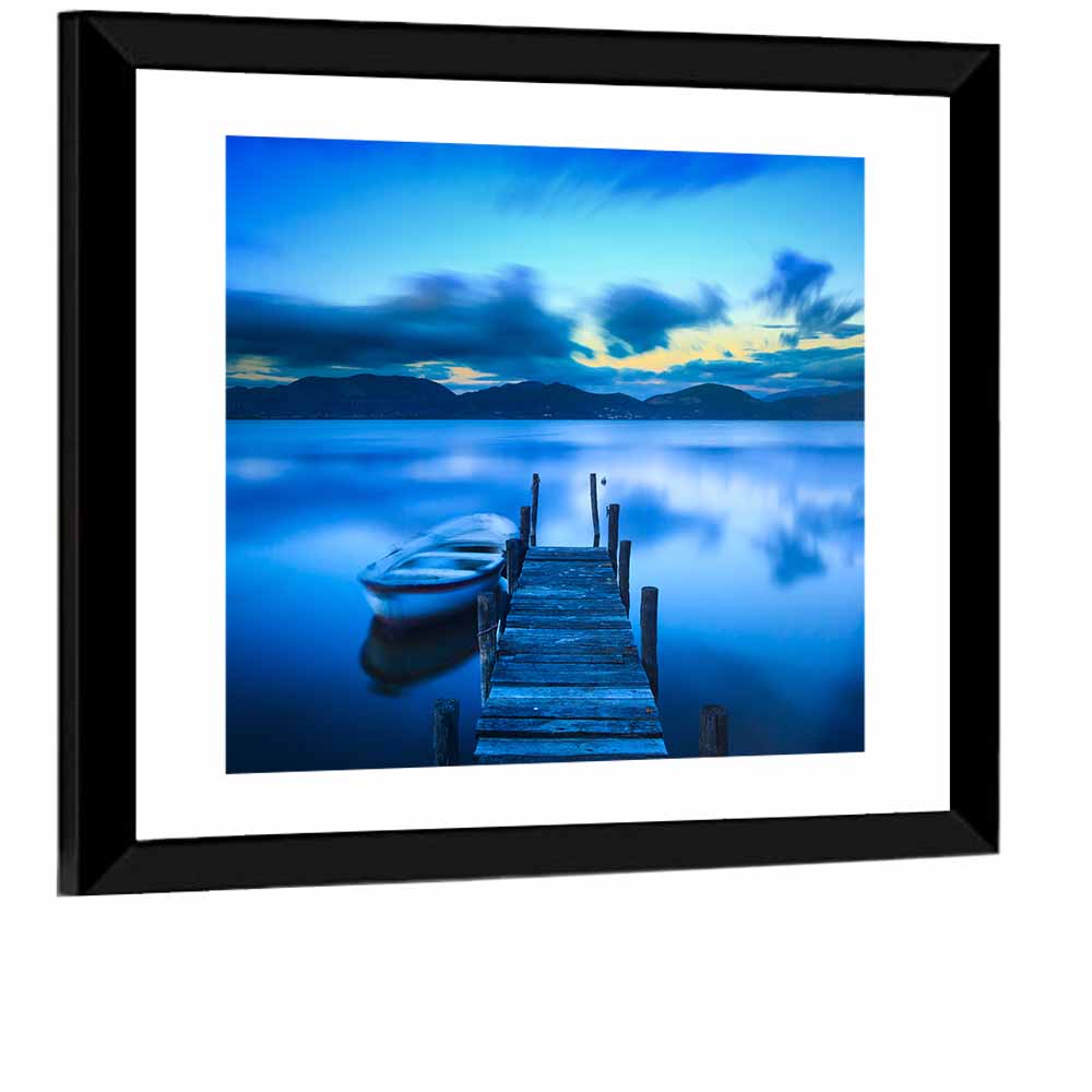 Boat and Wooden Pier Wall Art