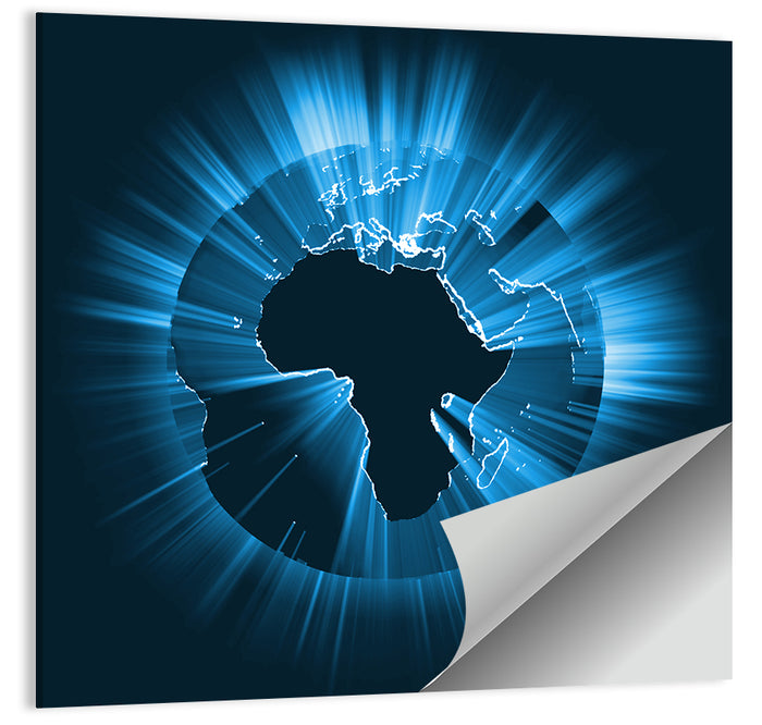 Glowing Africa Globe Wall Art as a poster print