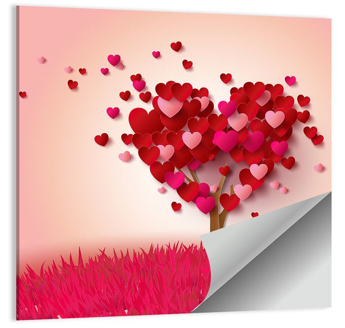 Whimsical Heart Tree Illustration Wall Art as a poster print