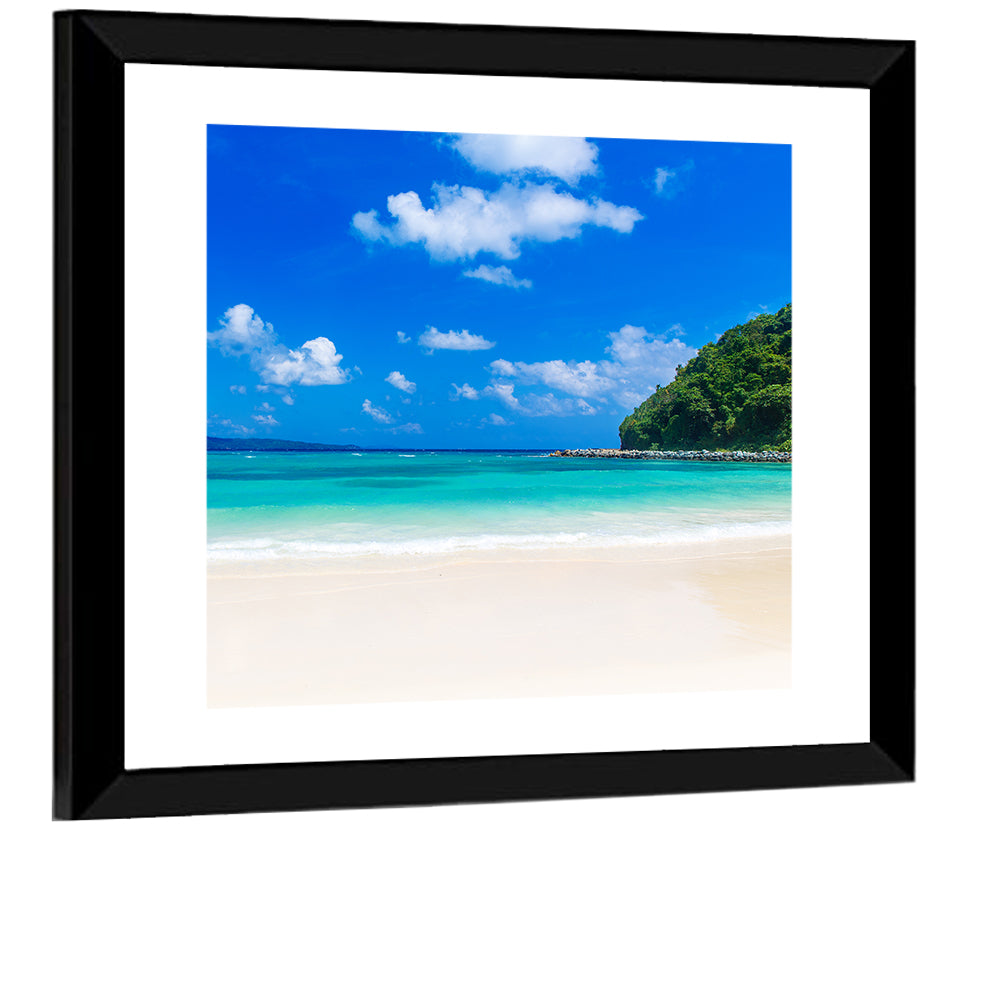 Turquoise Tropical Beach Scene Wall Art