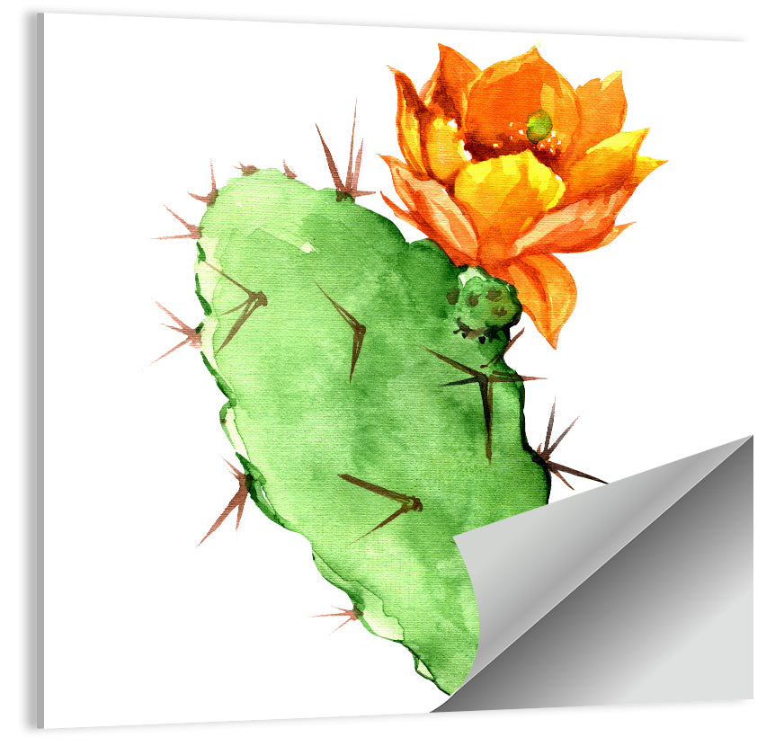 Opuntia Cactus Watercolor Wall Art