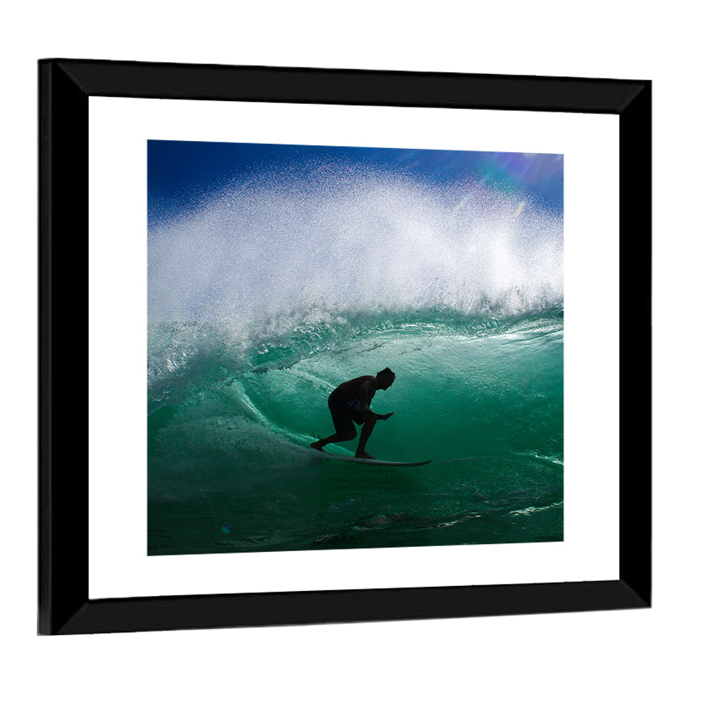Surfer Inside Barrel Wall Art