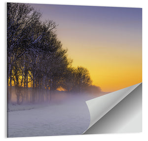 Foggy Winter Sunset Wall Art