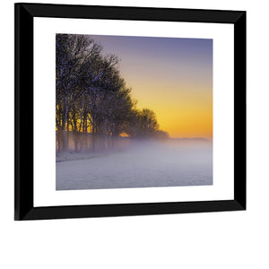 Foggy Winter Sunset Wall Art