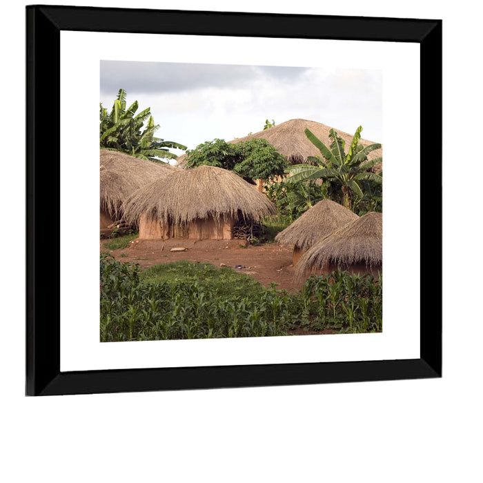 Thatched Roof Huts Wall Art as a framed print