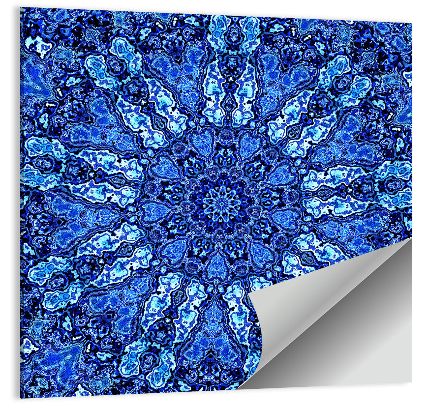 Blue Fractal Mandala Wall Art