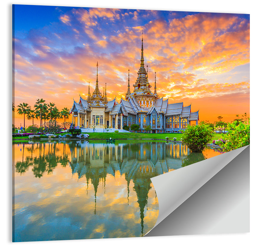 Wat Non Kum Sunset Reflection Wall Art