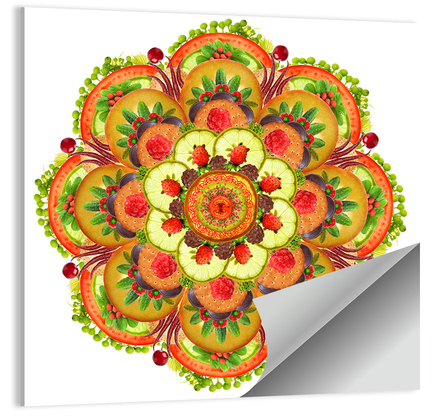 Vegetarian Mandala Pizza Wall Art