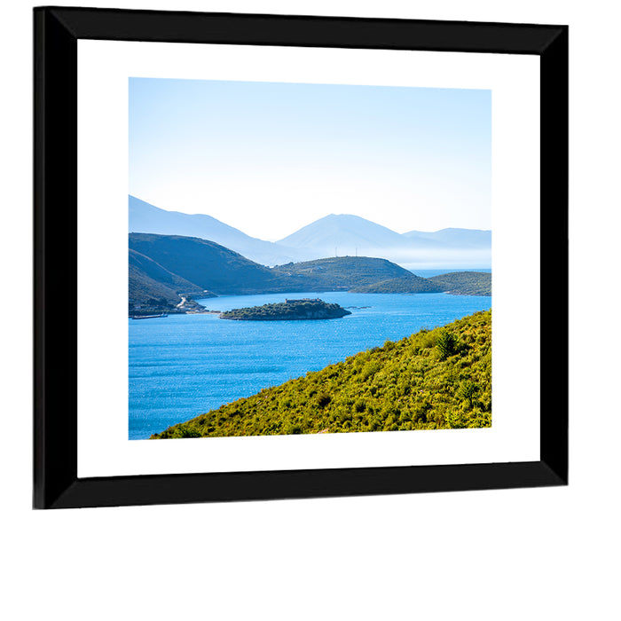 Porto Palermo Bay with Ali Pasha Castle Wall Art as a framed print
