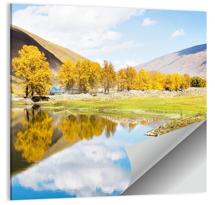 Chanxi Autumn Reflection Road Wall Art as a poster print