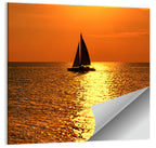 Sailboat Silhouette at Golden Sunset Wall Art