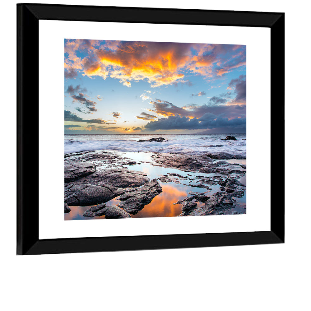 Sunset Over Volcanic Shore Wall Art
