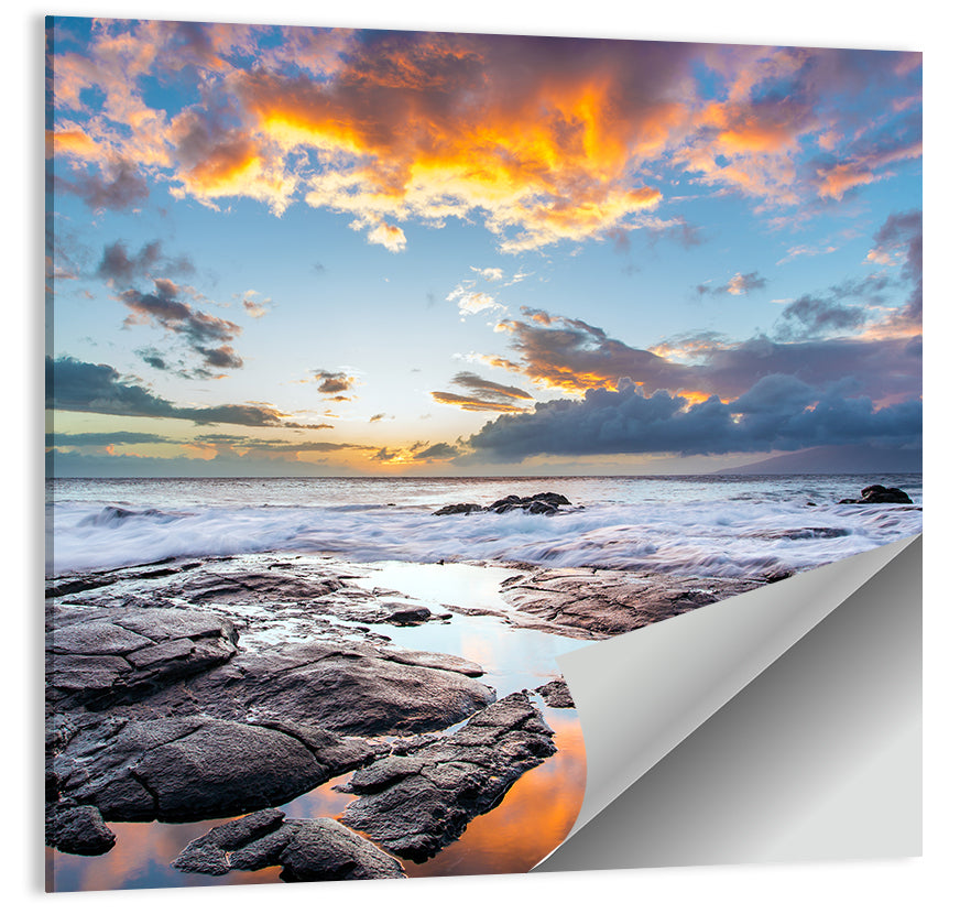 Sunset Over Volcanic Shore Wall Art