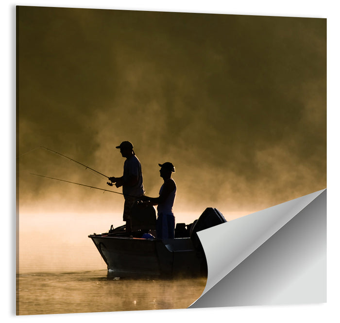 Misty Lake Fishing Wall Art as a poster print