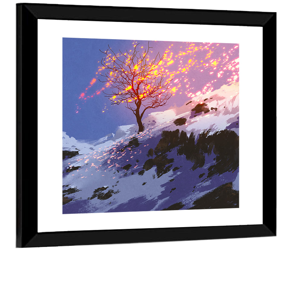 Falling Leaves in Winter Wall Art
