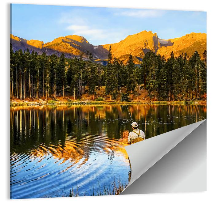 Sunrise Fishing at Sprague Lake Wall Art as a poster print