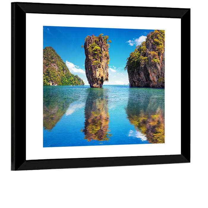 Ko Tapu Limestone Stack, Phang Nga Wall Art as a framed print