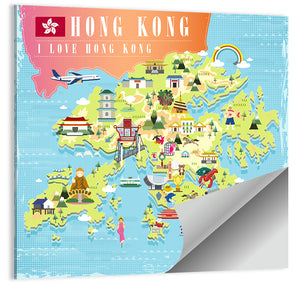 Hong Kong Cultural Map Wall Art