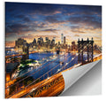Manhattan Bridge Dusk Light Trails Wall Art