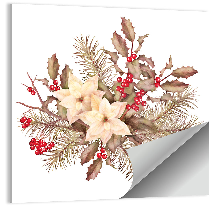 Retro Poinsettia Bouquet Wall Art
