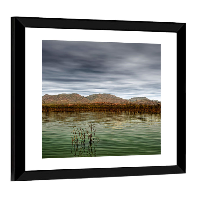 Roosevelt Lake Reflection Wall Art as a framed print