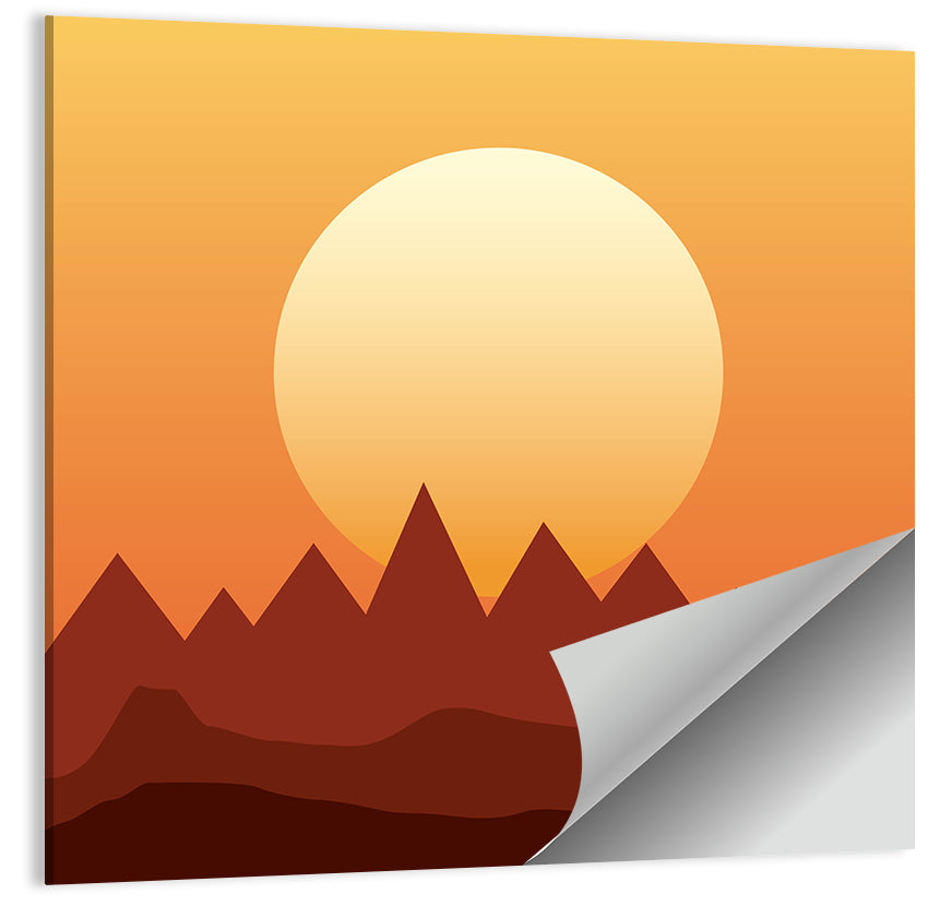 Geometric Mountain Sunset Wall Art