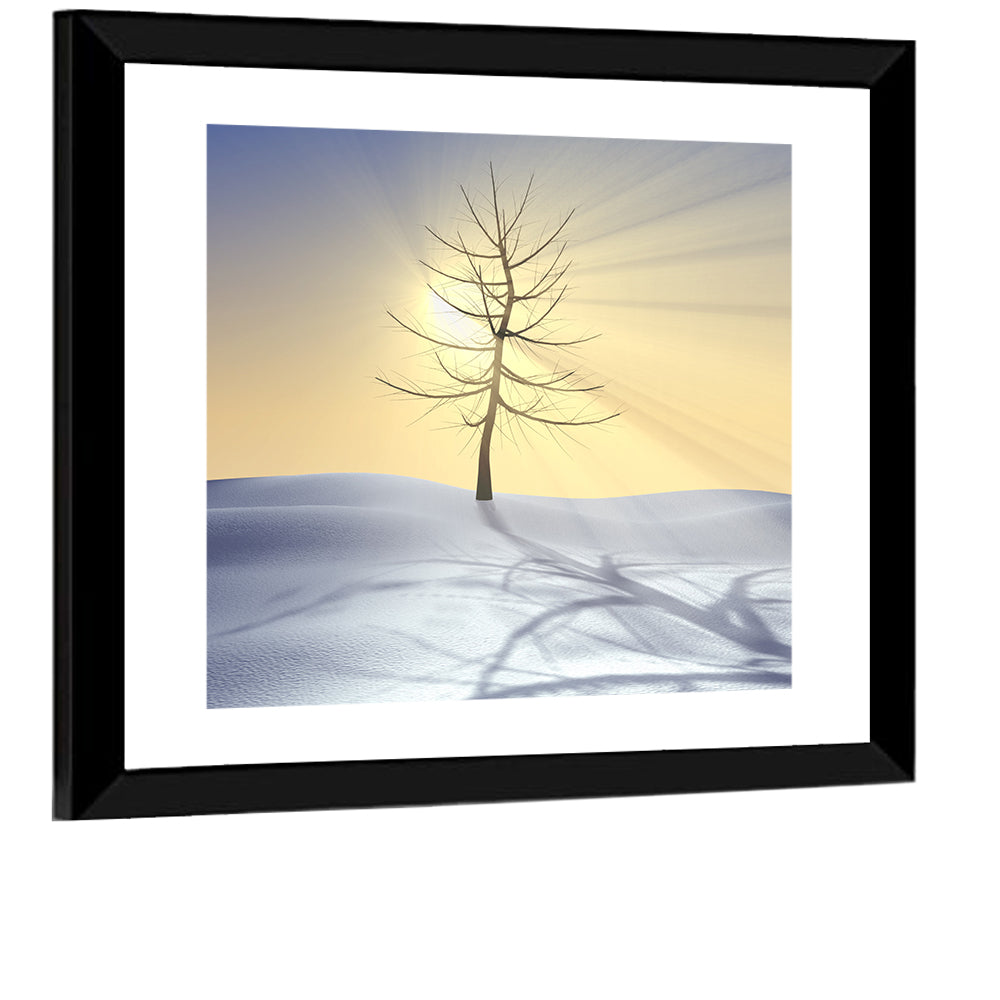 Winter Tree at Golden Sunrise Wall Art