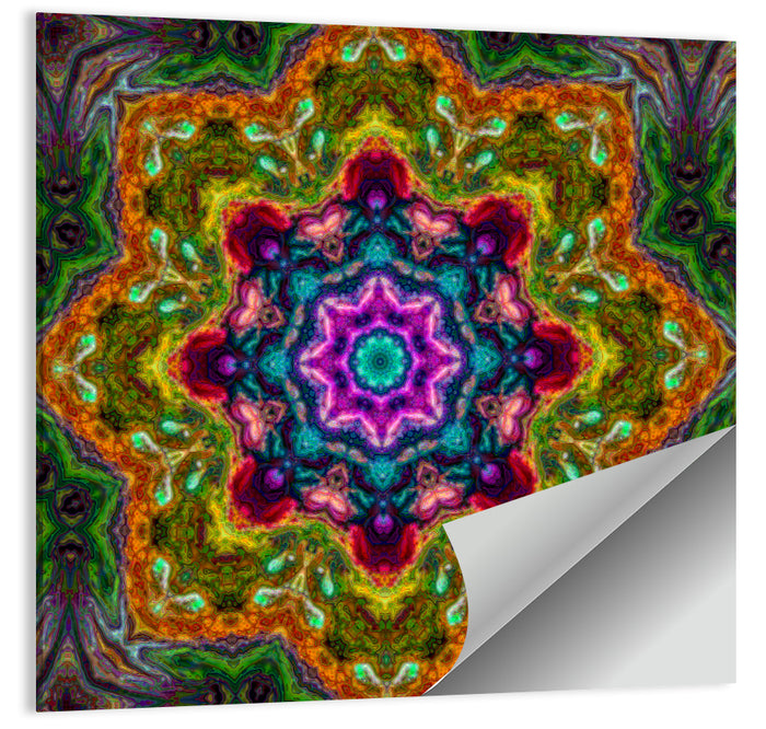 Vibrant Kaleidoscopic Mandala Ornament Wall Art as a poster print