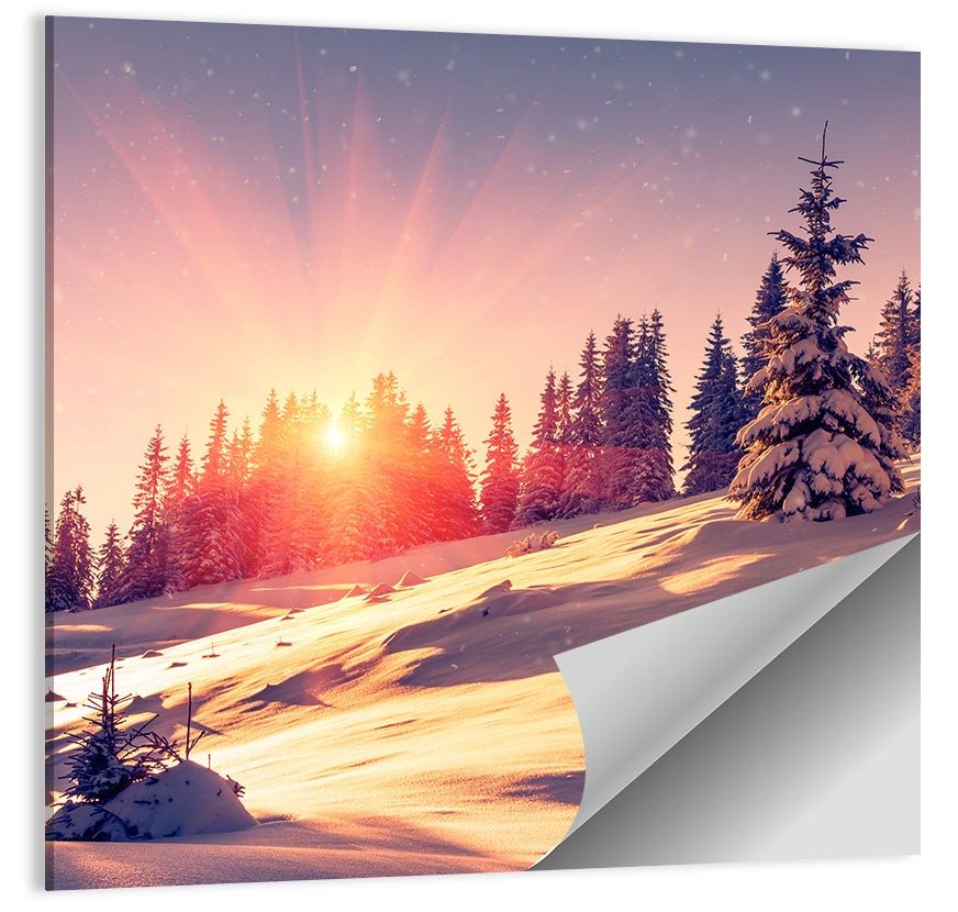 Winter Mountains Sunrise Wall Art