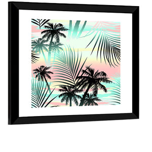 Tropical Summer Palms Pattern Wall Art
