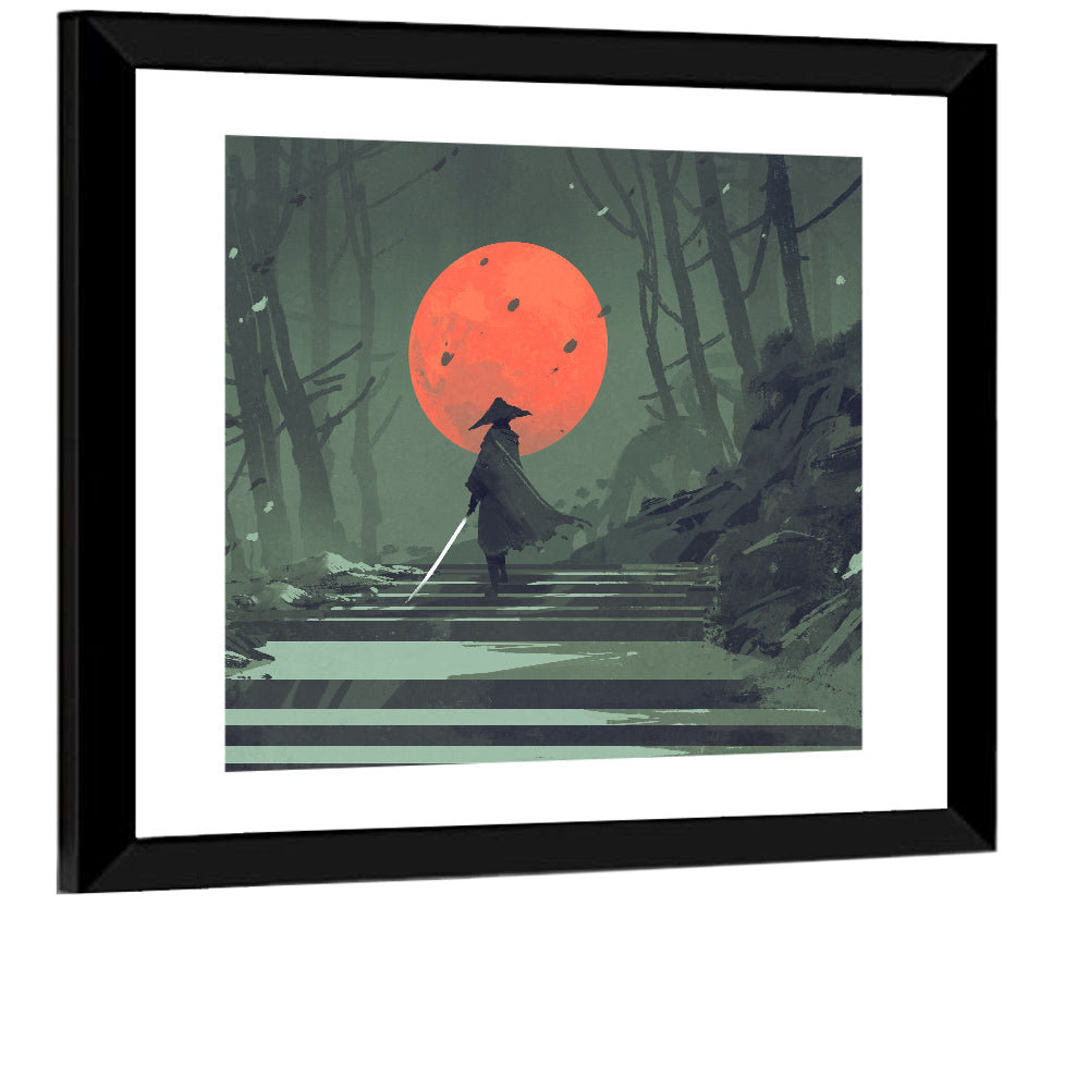 Samurai & Moon Wall Art