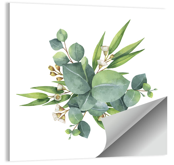 Eucalyptus Leaf Watercolor Cluster Wall Art as a poster print
