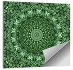 Green Botanical Kaleidoscope Mandala Wall Art