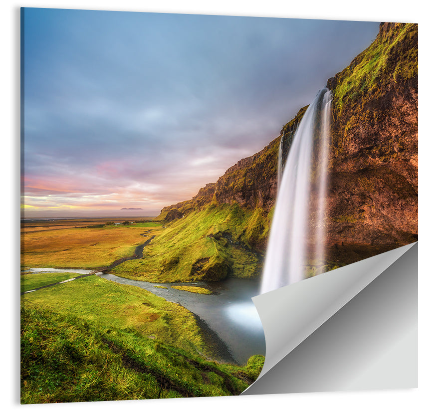 Seljalandsfoss Waterfall Wall Art, poster print, square