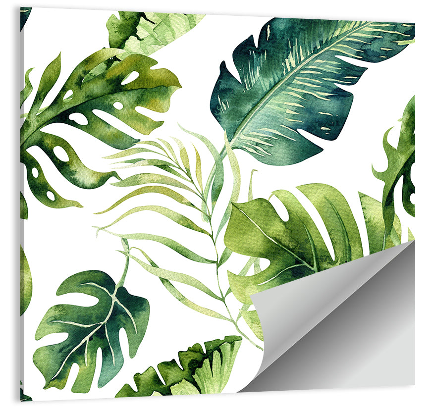 Green Watercolor Leaves Wall Art