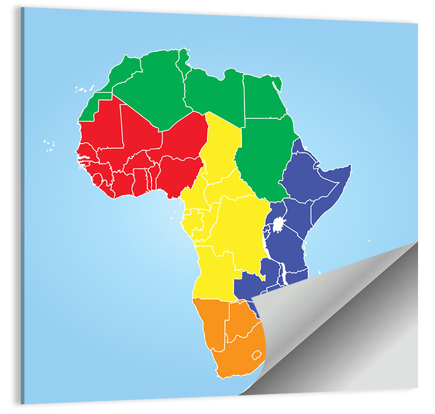 Color Coded Africa Map Wall Art