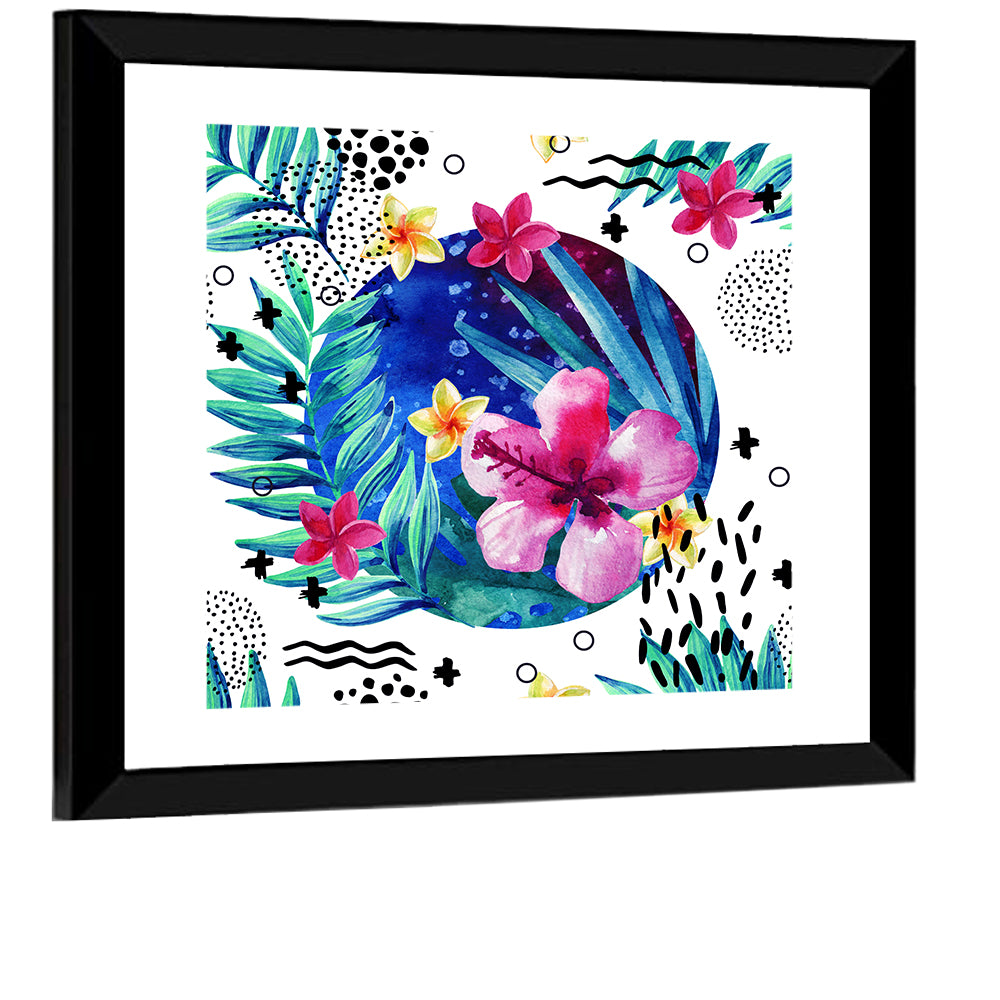 Tropical Botanical Circle Pattern Wall Art