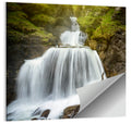 White Cascade Over Mossy Rocks Wall Art